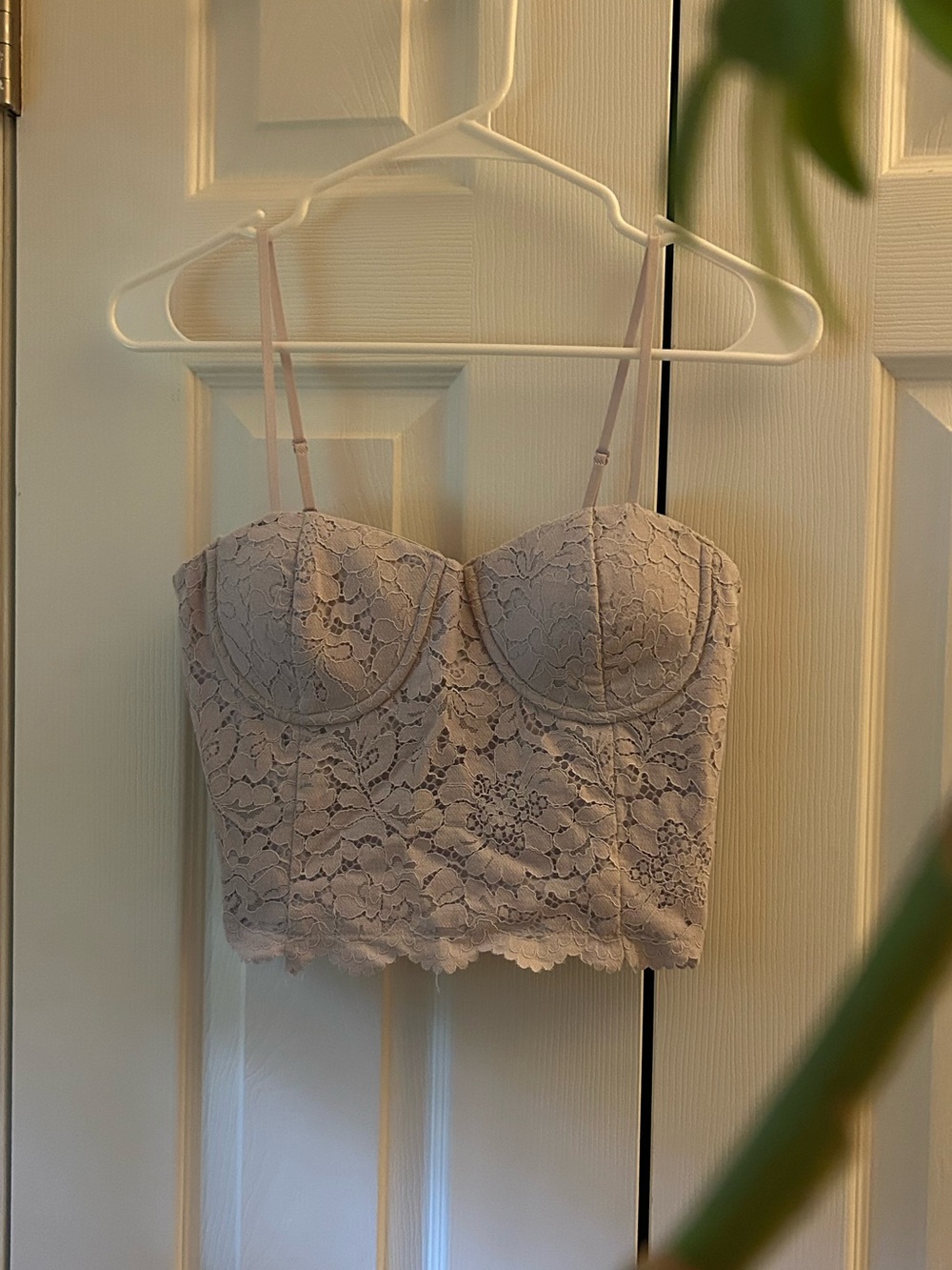 Lilac Lace Zip Up Corset Crop Top with Adjustable Straps